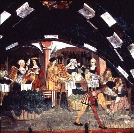 Medieval Marketplace Scene from Scuola pittorica italiana