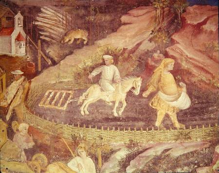 The Month of April, detail of ploughing from Scuola pittorica italiana