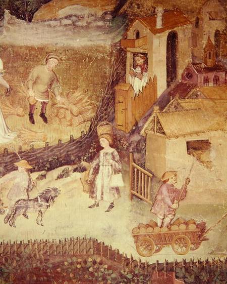 The Month of August, detail of a farm from Scuola pittorica italiana
