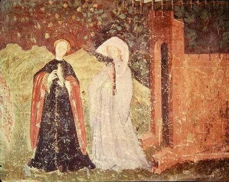 The Month of June, detail of two women going for a walk from Scuola pittorica italiana