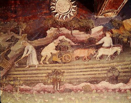 The Month of September, detail of ploughing from Scuola pittorica italiana