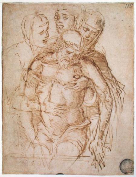 Pieta attributed to either Giovanni Bellini (c.1430-1516) or Andrea Mantegna (1430-1516)  and from Scuola pittorica italiana