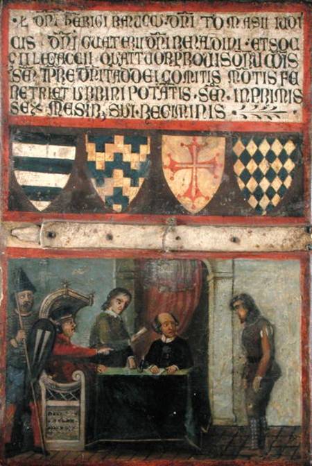 Scene of Justice with Four Coats of Arms from Scuola pittorica italiana