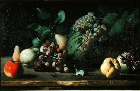 Still Life with Grapes and Pomegranate from Scuola pittorica italiana