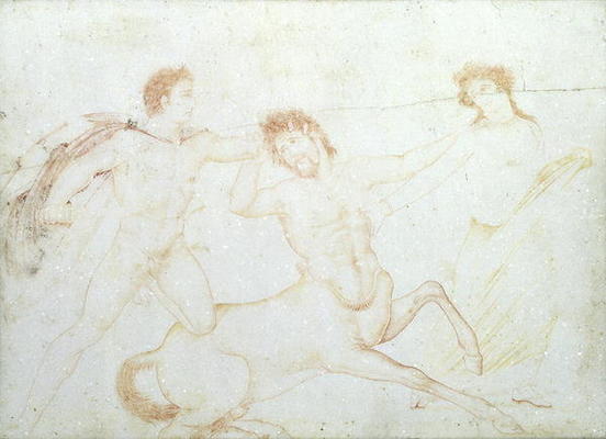 The Death of a Centaur, possibly Eurytus and Pirithous, Herculaneum (encaustic paint on marble) from Scuola pittorica italiana