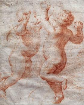 Two dancing putti