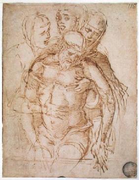 Pieta attributed to either Giovanni Bellini (c.1430-1516) or Andrea Mantegna (1430-1516)  and