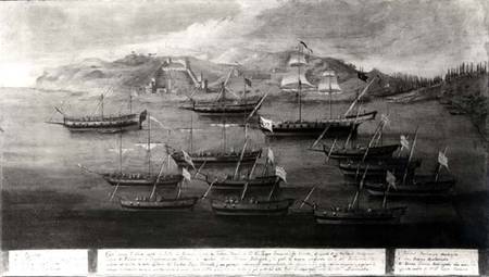 The Venetian fleet led by Captain Ivanovich da Dabrota against Turkish Pirates at Durazzo from Scuola pittorica italiana
