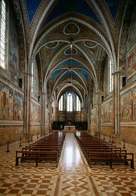 View of the interior of the Upper Church (photo) from Italian School, (13th century)
