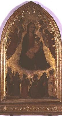 Madonna of Humility with Saints (tempera on panel) from Italian School, (14th century)