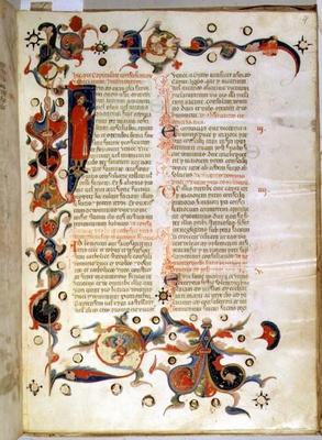 Page of text describing the Surrender of the Ducal Council Members (parchment) from Italian School, (14th century)