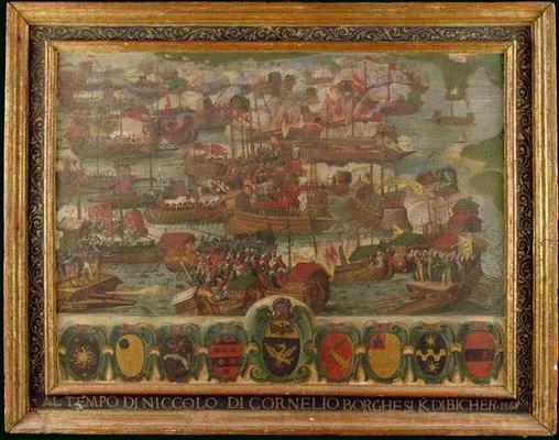 Naval Battle of Lepanto, 1571 (oil on panel) from Italian School, (16th century)