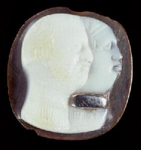 Cameo depicting a master and slave (agate & silver)
