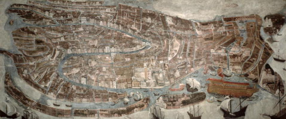 Map of Venice (panel) from Italian School, (17th century)