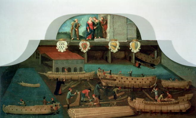 Sign of the Venetian Boat Builders' Guild, 1517 (panel) from Italian School, (18th century)