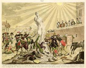 The Statue of Democracy, 1799 (coloured engraving)