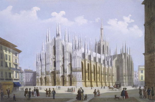 Milan Cathedral from 'Views of Milan and its Environs' (colour litho) from Italian School, (19th century)