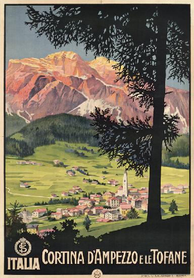 Poster of Cortina d'Ampezzo e le Tofane, printed by L. Salomone, Rome