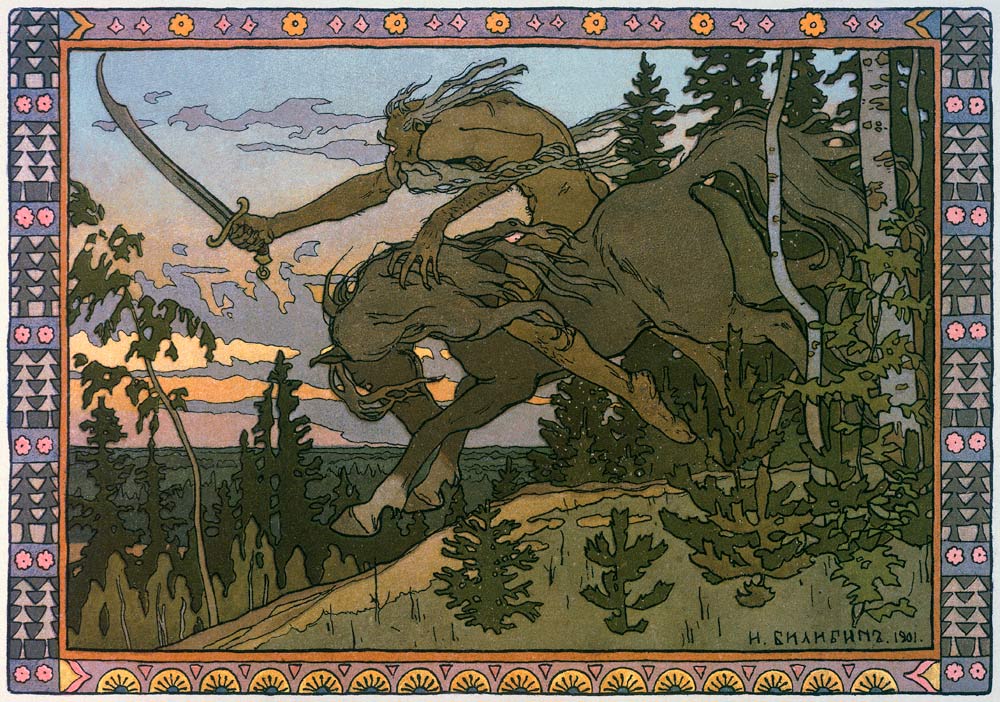 Koschei the Immortal. Illustration for the Fairy tale Marya Morevna from Ivan Jakovlevich Bilibin