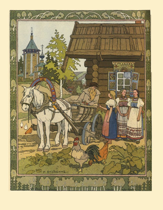 Illustration for the Fairy tale The Feather of Finist the Falcon from Ivan Jakovlevich Bilibin