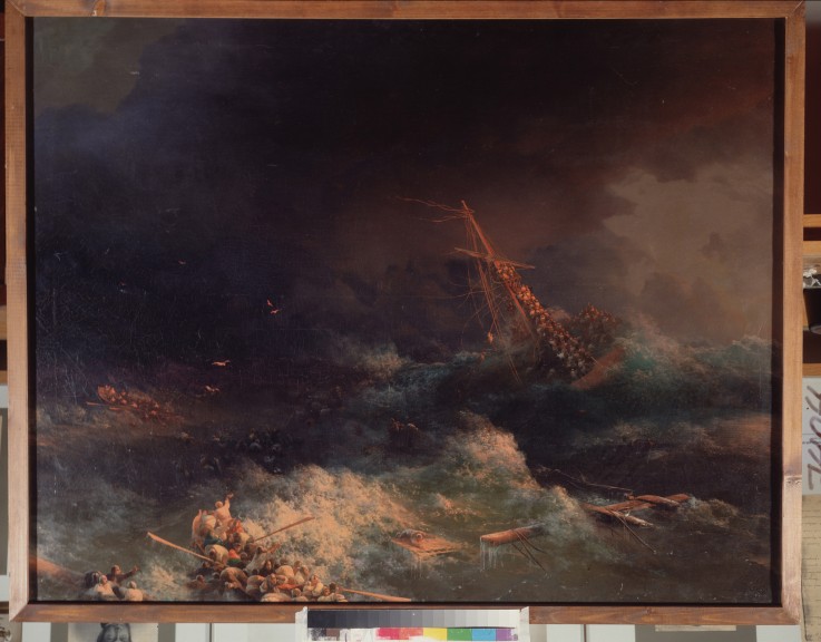 The disaster of the Liner Ingermanland at Skagerrake near Norway on August 30, 1842 from Iwan Konstantinowitsch Aiwasowski