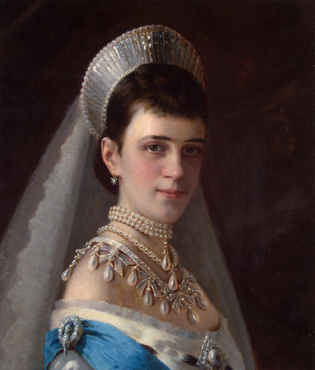 Portrait of Empress Maria Feodorovna, Princess Dagmar of Denmark (1847-1928) with Pearls from Iwan Nikolajewitsch Kramskoi