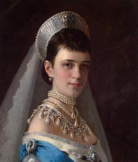 Portrait of Empress Maria Feodorovna, Princess Dagmar of Denmark (1847-1928) with Pearls