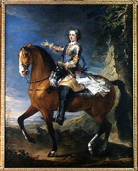 Equestrian Portrait of Louis XV (1710-74) at the age of thirteen