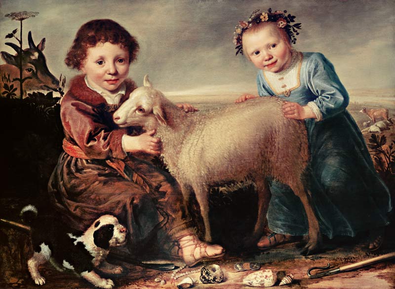 Zwei Kinder mit Lamm. from Jacob Cuyp