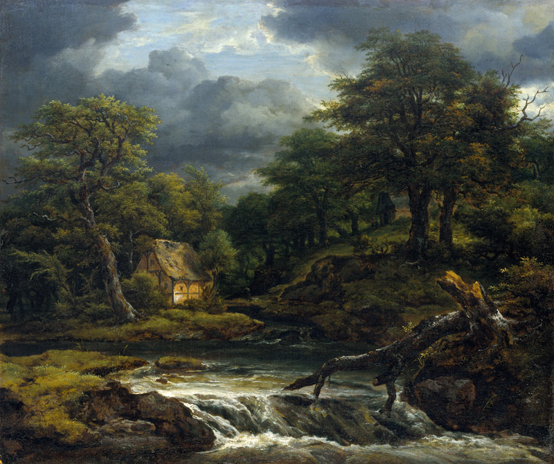 Waldlandschaft mit Wasserfall bei aufziehendem Gewitter from Jacob Isaacksz. van Ruisdael