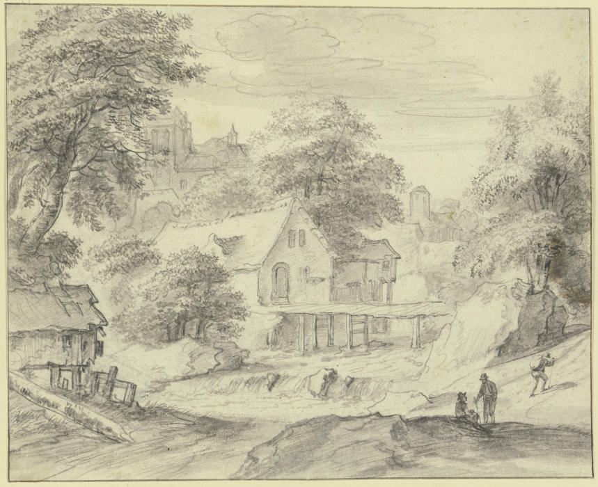 Dorf mit Kirche an einem Fluss from Jacob Isaacksz. van Ruisdael