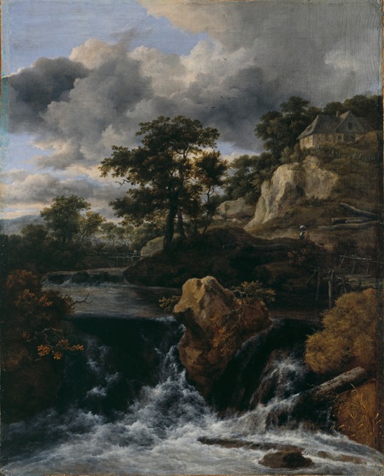 Hilly landscape with a waterfall from Jacob Isaacksz van Ruisdael