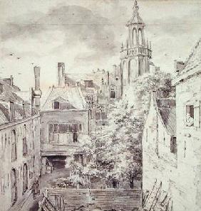 View of the Courtyard of the House of the Archers of the St. Sebastian Guild on the Singel in Amster