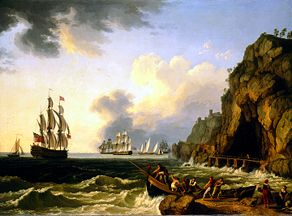 Ein britisches Kriegsschiff und andere Schiffe in der Bucht von Neapel from Jacob Philipp Hackert