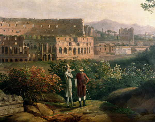 Johann Wolfgang von Goethe (1749-1832) visiting coliseum in Rome from Jacob Philipp Hackert