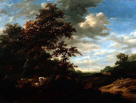 A Wooded Landscape with Cattle from Jacob Salomonsz. Ruysdael