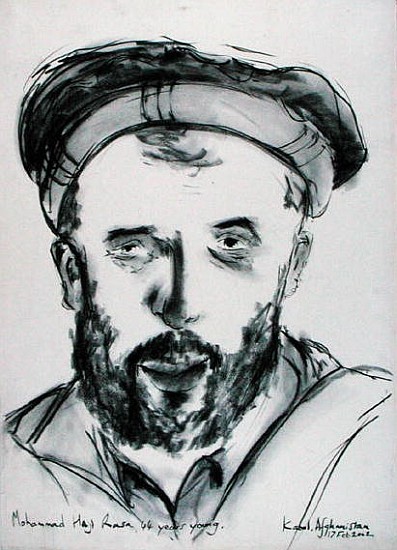 Mohammad Haji Rasa, Kabul, Afghanistan, 17th February 2002 (charcoal on paper)  from Jacob  Sutton