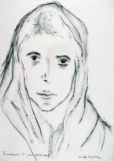 Ramzya, Kabul, Afghanistan, 22nd April 2002 (charcoal on paper)  from Jacob  Sutton
