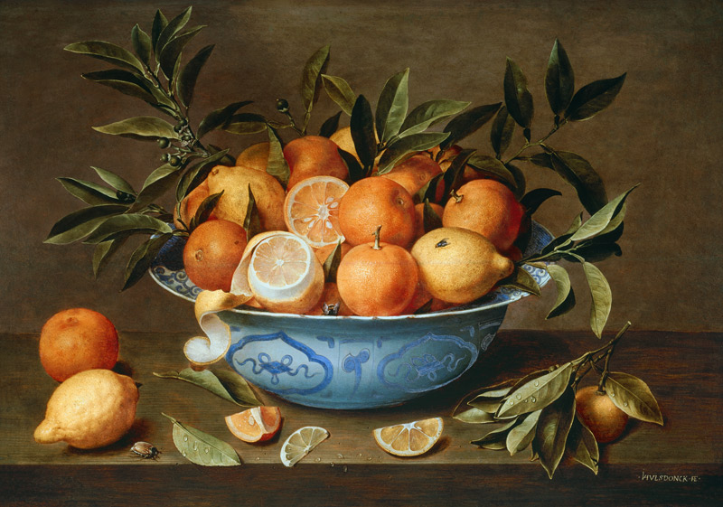 Still Life with Oranges and Lemons in a Wan-Li Porcelain Dish from Jacob van Hulsdonck