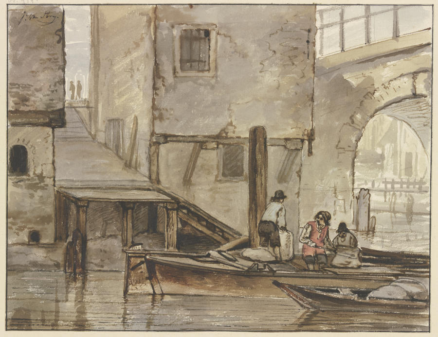 Gracht mit zwei Ruderbooten from Jacob van Strij