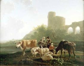 Rustic Figures with Cattle and Sheep
