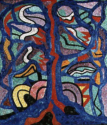 Tree, composition in red, black, blue and yellow from Jacoba van Heemskerck
