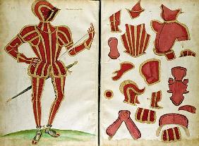Suit of Armour for the Earl of Leicester from `An Elizabethan Armourer''s Album''