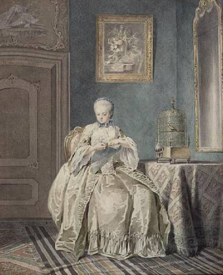 Young Girl Embroidering from Jacobus Buys