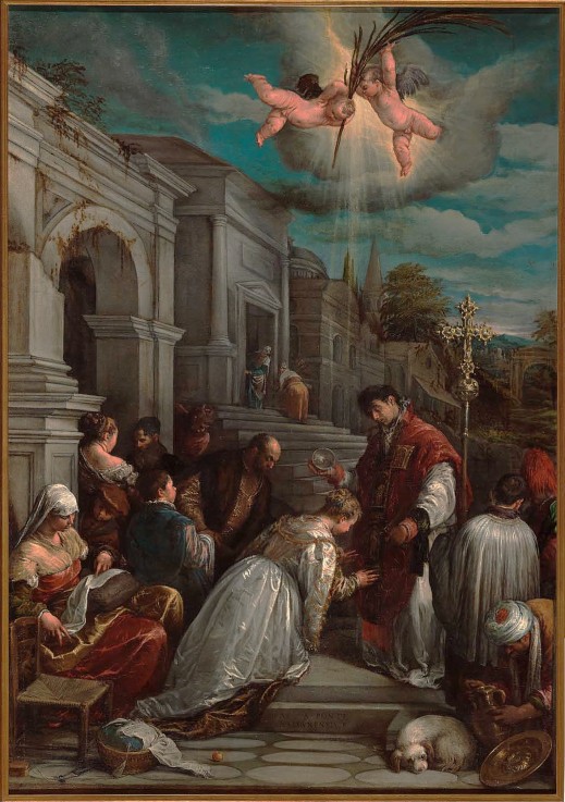 Saint Valentine baptizing Saint Lucilla from Jacopo Bassano