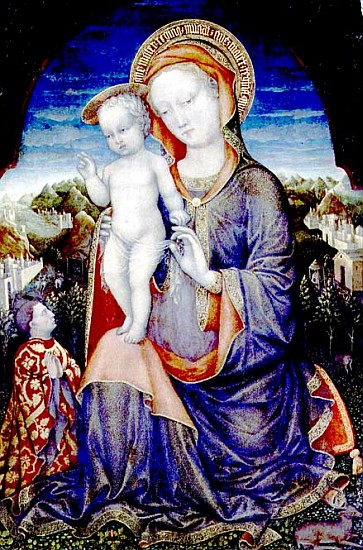 The Madonna of Humility adored by Leonello d''Este (1407-50) from Jacopo Bellini