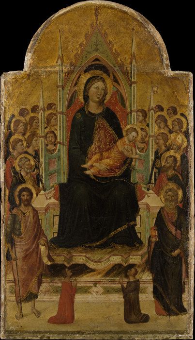 Thronende Madonna mit Kind und Heiligen, Engeln und Stiftern from Jacopo del Casentino