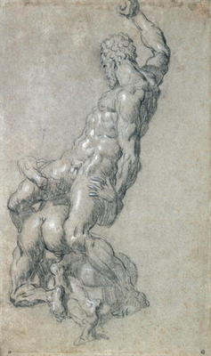 Samson Killing the Philistines (charcoal on paper) from Jacopo Robusti Tintoretto