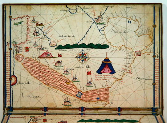 Ms Ital 550.0.3.15 fol.5v Map of the Red Sea, from the 'Carte Geografiche' (vellum) from Jacopo Russo