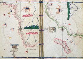 Ms Ital 550.0.3.15 fol.4v-5r Map of Africa and the Cape of Good Hope, from the 'Carte Geografiche' (